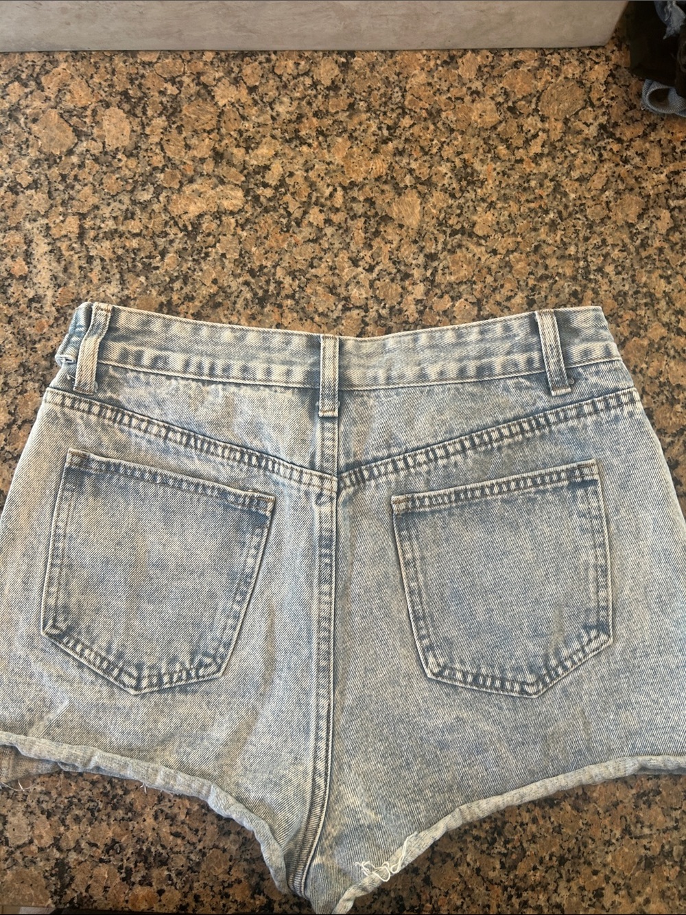 Light Blue Distressed Denim Shorts - Women - Picture 2 of 3